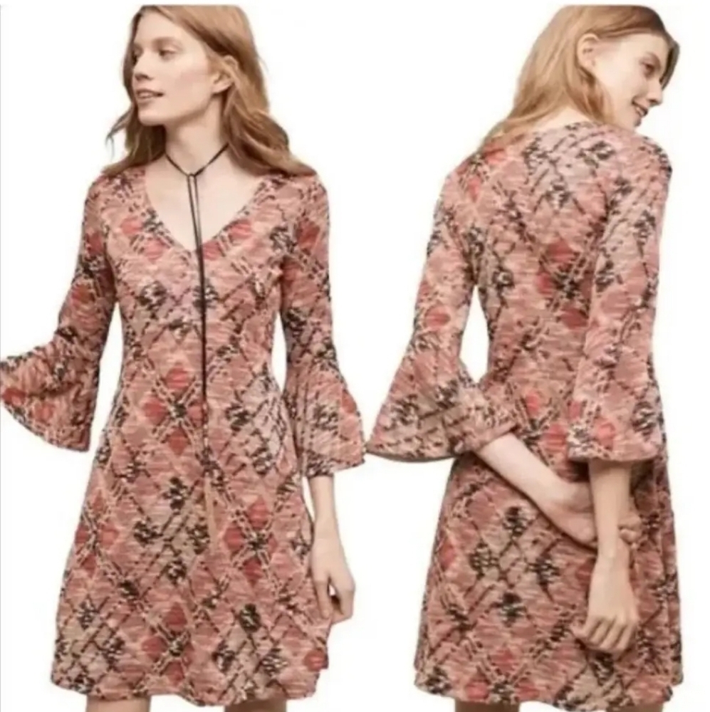 Anthropologie Maeve Bell Sleeve Dress Erina Boho Dress Size XS